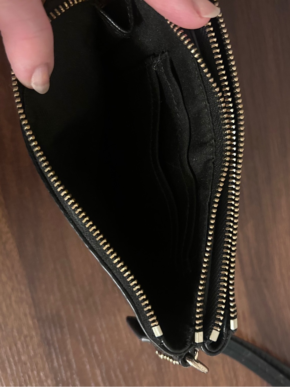 Coach Black Pebbled Leather Wristlet - Picture 5 of 10